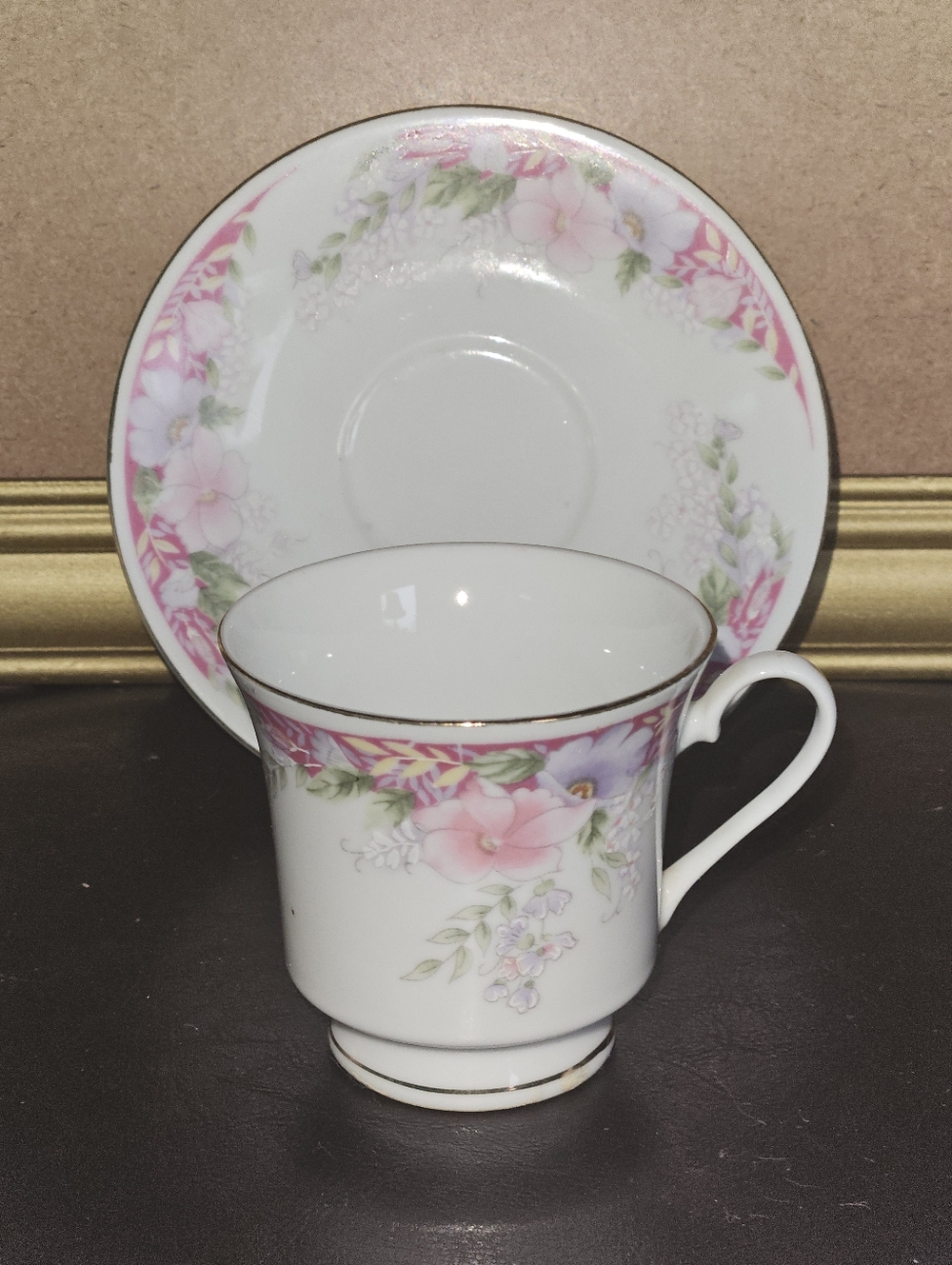 Vintage Teacup And Saucer Pink Floral Design